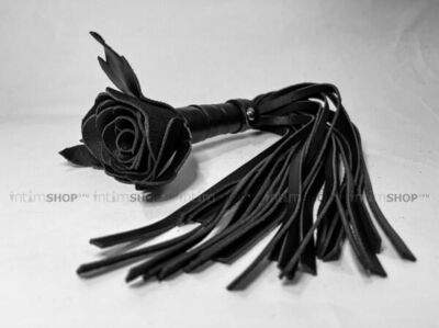 Плеть БДСМ Арсенал Чёрная Роза с кожаными хвостами, 40 см BDSM Arsenal (Черный) 