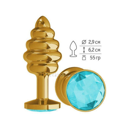 Анальная втулка Gold Spiral с голубым кристаллом маленькая МиФ (Черный) 