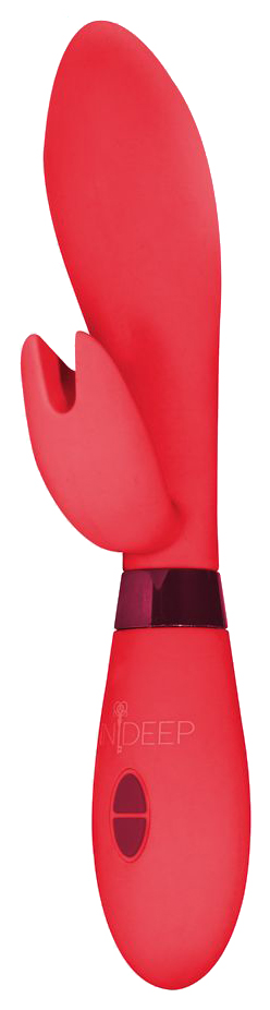 Красный вибратор Leyla с клиторальным отростком 20,5 см Indeep 