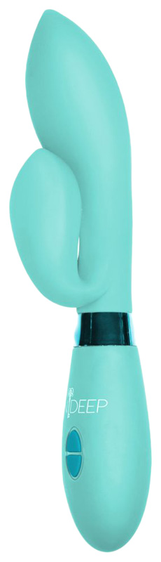 Мятный вибратор Gina с клиторальным отростком 20 см Indeep (голубой) 