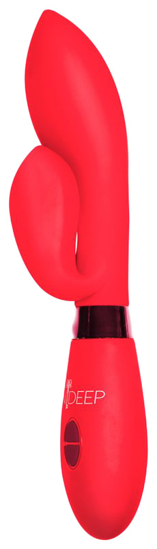 Красный вибратор Gina с клиторальным отростком 20 см Indeep 