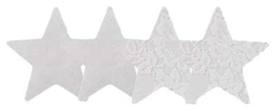 Белые пэстисы Erotic Fantasy звезды сатиновые и кружевные LUMINIOS EF-PS04 (серебристый) 