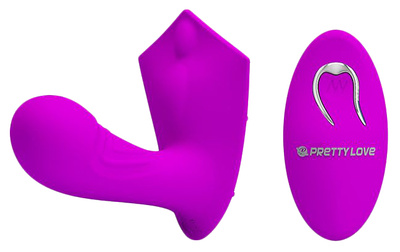 Вибровставка в трусики prettylove willie с вагинальной пробкой на пульте ду 9,7 см Baile (фиолетовый) 