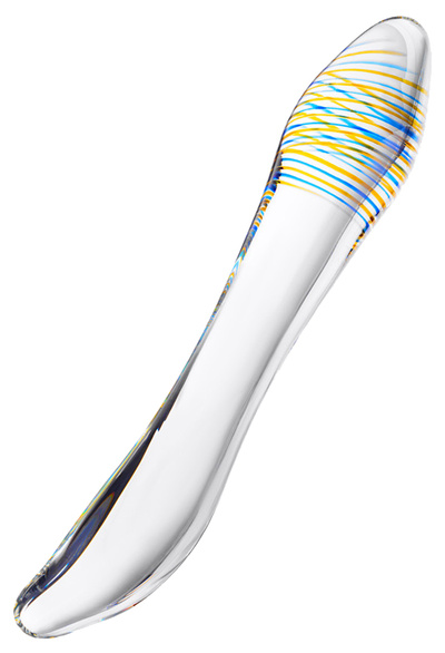 Фаллоимитатор двусторонний Sexus Glass, прозрачный (прозрачный; желтый; синий) 