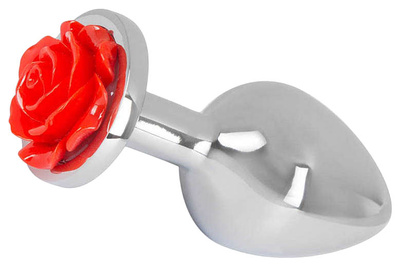 Втулка You2Toys Rose Butt Plug с красной розочкой Orion (серебристый) 
