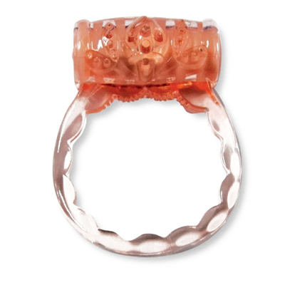 Эрекционное кольцо Luxe Vibro Поцелуй Стриптизёрши с презервативом (красный) 