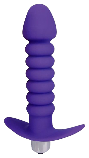 Фиолетовая анальная вибровтулка-елочка с ограничителем 11,5 см Bior toys (фиолетовый) 