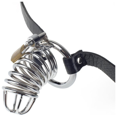 Кольцо верности Extreme Chastity Belt с фиксацией головки PipeDream (серебристый; черный) 