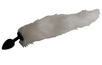 Силиконовая анальная пробка с белоснежным хвостом Снежный Барс 4sexdream (белый; черный) 