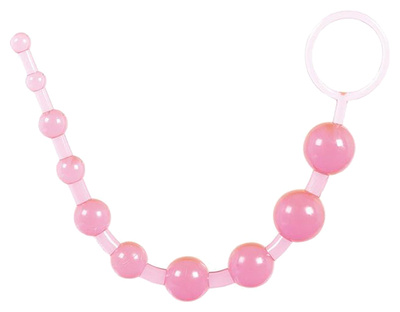 Розовая анальная цепочка с колечком 25 см Toy Joy (розовый) 