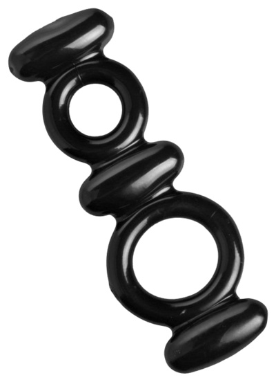 Эрекционное кольцо XR Brands Dual Stretch To Fit Cock and Ball Ring (черный) 