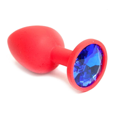 Пробка 4sexdream силиконовая красная с синим кристаллом 7,1 х 2,8 см 47067-MM (красный) 
