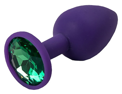 Пробка 4sexdream силиконовая фиолетовая с зеленым стразом 7,1 х 2,8 см 47156-MM (фиолетовый) 