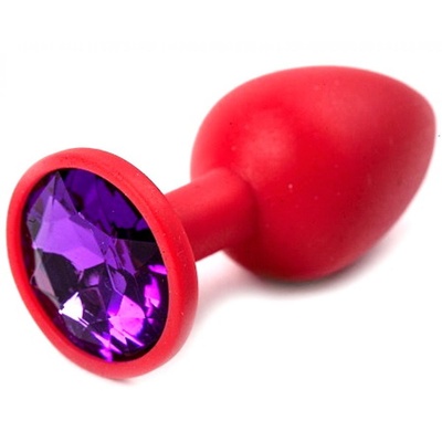 Пробка 4sexdream силиконовая фиолетовая с красным кристаллом 7,1 х 2,8 см 47069-MM (фиолетовый) 