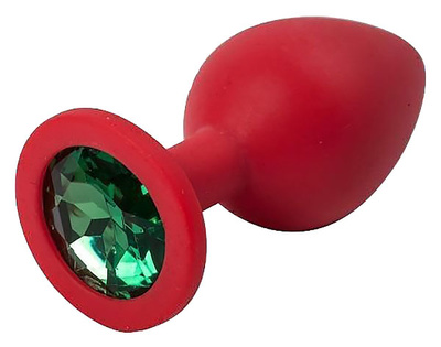 Пробка 4sexdream силиконовая красная с зеленым стразом 7,1 х 2,8 см 47155-MM (красный) 