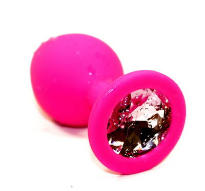 Пробка 4sexdream силиконовая розовая с розовым стразом 7,1х2,8см 47410-MM (розовый) 