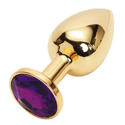 Пробка 4sexdream золотая с фиолетовым кристаллом S 2,8 х 7,6 47058-MM (золотистый) 