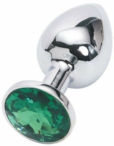 Пробка 4sexdream серебряная с зеленым кристаллом S 2,8 х 7,6 47046-MM (серебристый) 