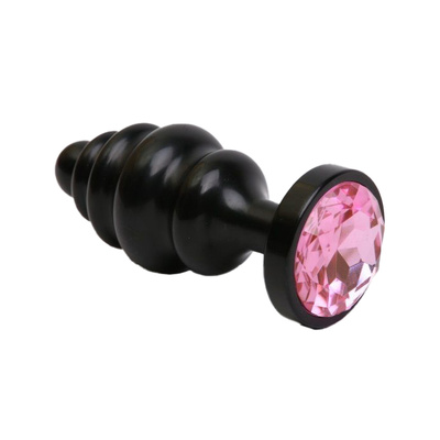 Пробка 4sexdream фигурная 3,5 х 8,2 см металл черная розовый страз 47474-MM (черный) 