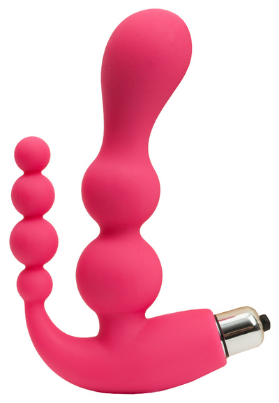 Розовый анально-вагинальный вибромассажер 17 см 4sexdream 
