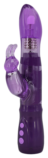 Вибратор Seven Creations с ротацией бусин, клиторальным отростком THRUSTING 16 см (фиолетовый) 