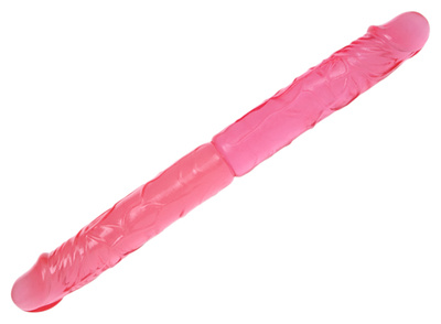 Розовый двухголовый гнущийся фаллоимитатор 37,4 см Baile 