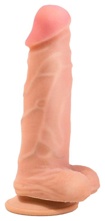 Упругий дилдо на присоске 17,6 см LoveToy (розовый; бежевый) 
