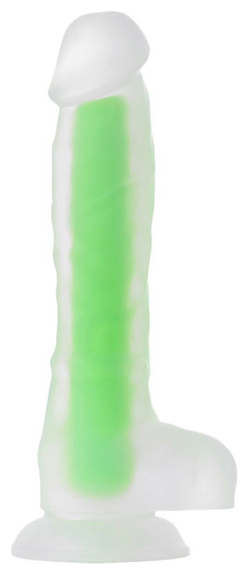 Прозрачно-зеленый фаллоимитатор, светящийся в темноте, Wade Glow 20 см TOYFA (зеленый; прозрачный) 