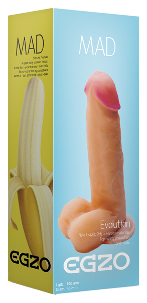 Телесный фаллоимитатор Mad Banana из киберкожи с присоской 19 см Egzo (розовый; бежевый) 