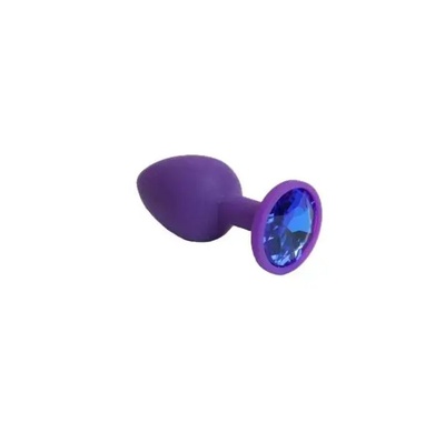 Фиолетовая силиконовая пробка с синим стразом 7,1 см 4sexdream (фиолетовый) 
