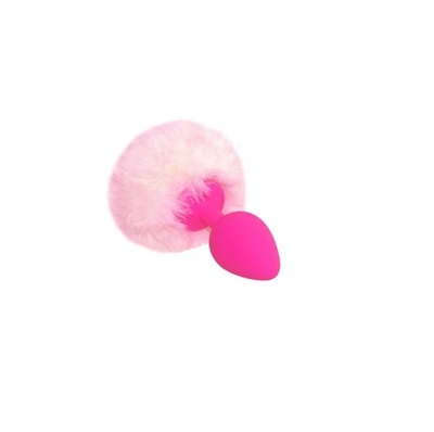 Анальная пробка розовая с нежно-розовым хвостиком Задорный Кролик 4sexdream (розовый) 