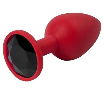 Красная анальная пробка с черным стразом 7,6 см 4sexdream (красный) 