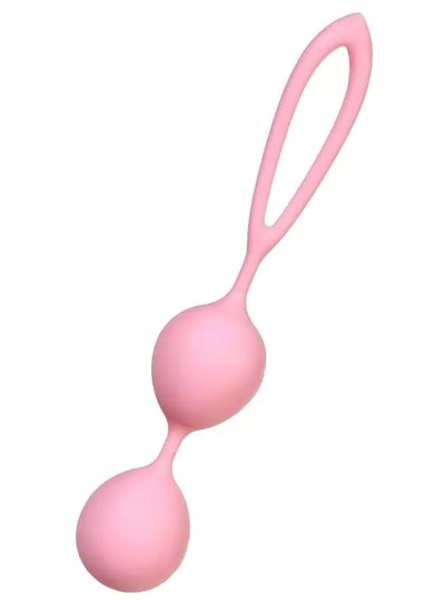 Розовые силиконовые вагинальные шарики с ограничителем-петелькой A-toys 764012 (розовый) 