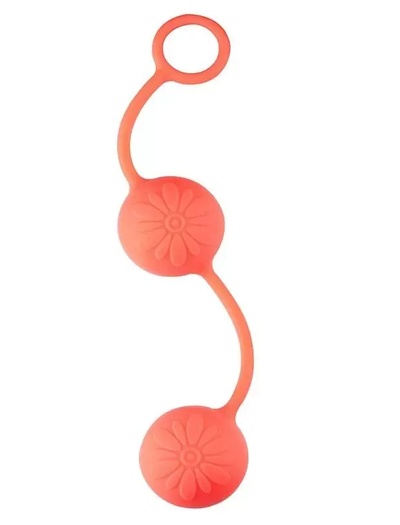 Оранжевые вагинальные шарики на поверхности Dream Toys с цветочками (оранжевый) 