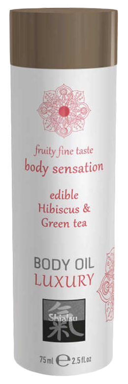 Съедобное массажное масло с ароматом гибискуса и зеленого чая 75 мл. SHIATSU 