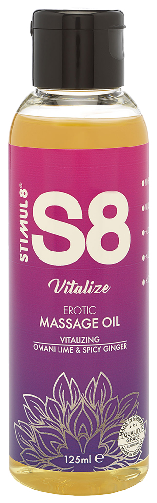 Массажное масло S8 Massage Oil Vitalize c ароматом лайма и имбиря 125 мл. Stimul8 