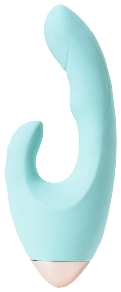 Вибратор с клиторальным стимулятором L'EROINA by TOYFA Crystal, силикон, голубой, 18,3 см 