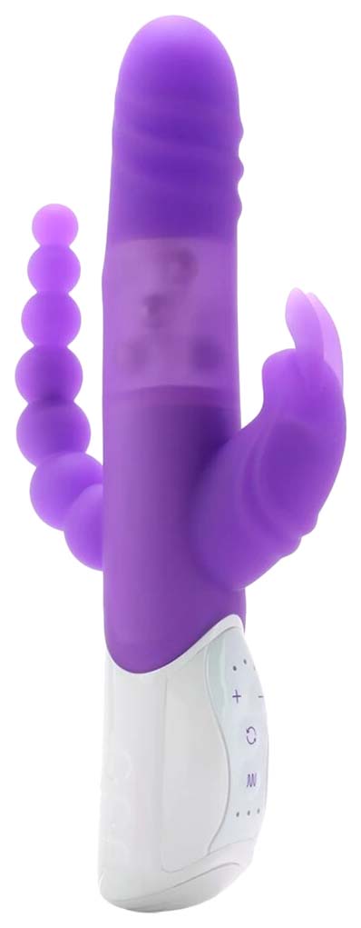 Кролик-вибратор Rabbit Essentials для двойного проникнования фиолетовый (белый; фиолетовый) 
