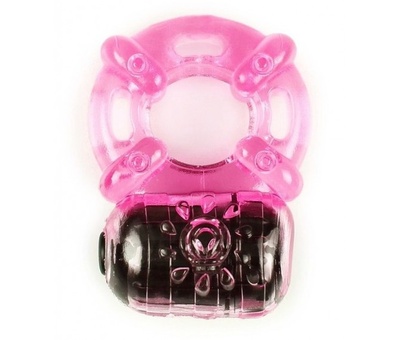 Розовое эрекционное кольцо c вибропулей Brazzers BR011F (розовый) 