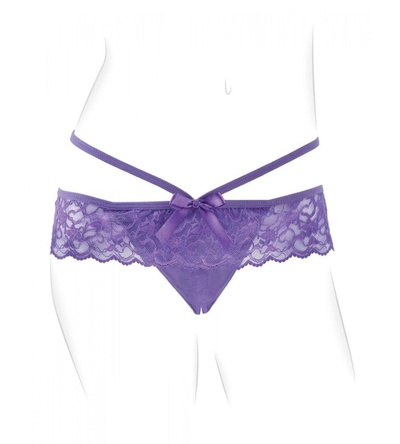 Фиолетовые трусики с вибропулей и пультом Crotchless Panty Thrill-Her Pipedream (фиолетовый) 