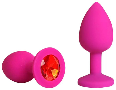 Ярко-розовая анальная пробка с красным кристаллом 9,5 см Bior toys SF-70290-16 (розовый) 