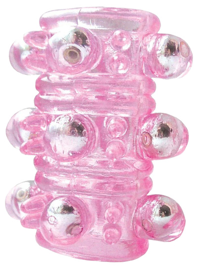 Розовая насадка на пенис Crystal sleeve с шариками и пупырышками 5 5 см Bior toys EE-10085 (розовый) 