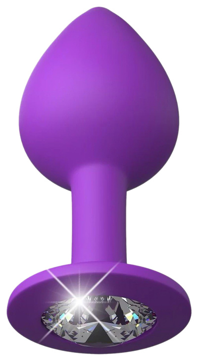 Фиолетовая анальная пробка со стразом Her Little Gem Medium Plug 8,3 см Pipedream (фиолетовый) 