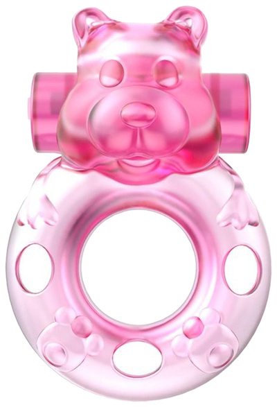 Розовое эрекционное виброкольцо на пенис Pink Bear Baile (розовый) 