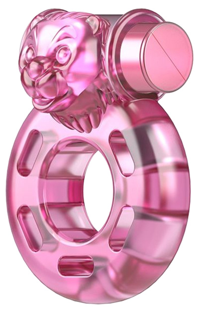 Розовое эрекционное виброкольцо Pink Bear Baile (розовый) 