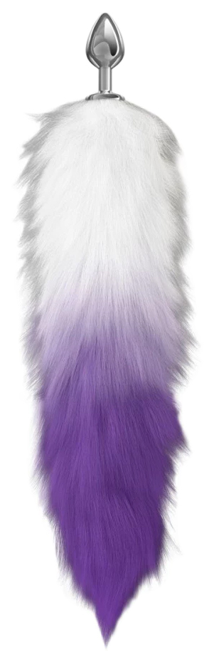 Серебристая анальная пробка с фиолетовым хвостом Galaxy Lola toys (серебристый; фиолетовый) 