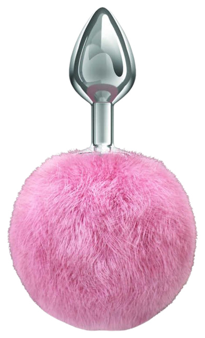 Серебристая анальная пробка с розовым пушистым хвостиком Twinkle Lola toys (серебристый; розовый) 