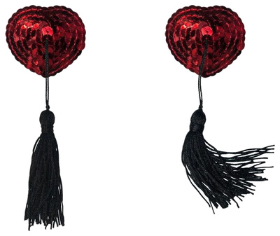 Красные пэстисы-сердечки Gipsy с черными кисточками Lola Lingerie (красный; черный) 