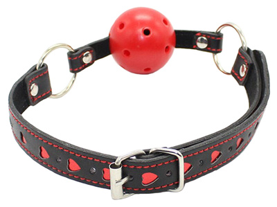 Кляп-шар KISSEXPO black-red с сердечками (красный; черный) 