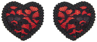 Кружевные пэстисы KISSEXPO в форме сердца красно-черные (красный; черный) 